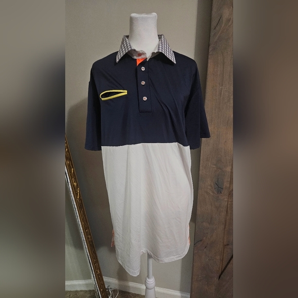 ALIAL FITAL Navy/white color block Polo. Size Large - Picture 8 of 12